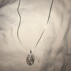 Sterling Silver Pendant Flower with sterling silver chain